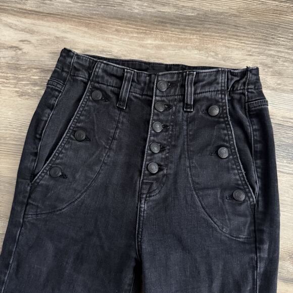 7 For All Mankind Portia Megaflare Jeans Sailor Black Women’s 26 Flare Boho 70's - Picture 3 of 11